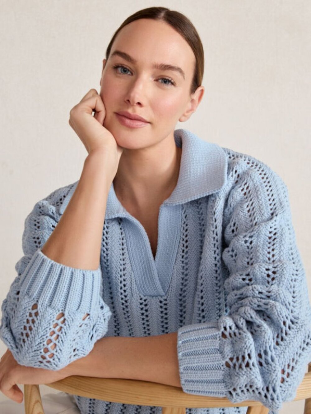 Haven Well Within Open Stitch Johnny Collar Sweater - Size S